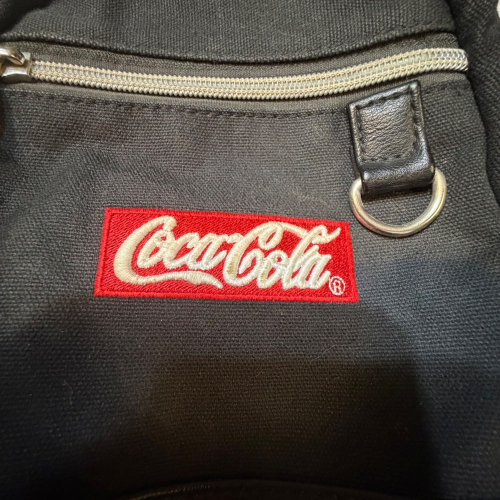 Coca-Cola Black Sling Bag Crossbody Backpack Embroidered Logo - Picture 4 of 13